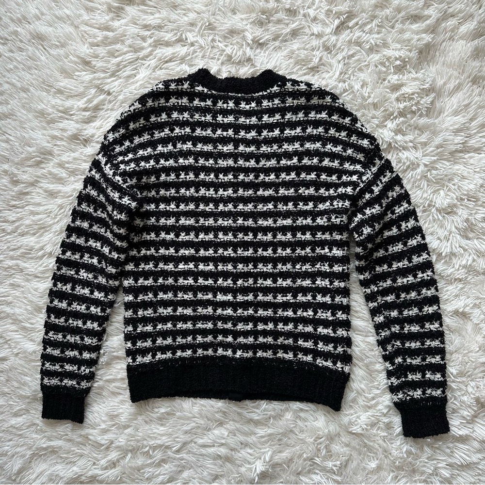 Ann Taylor Tweed Bomber Crewneck Button Front Sweater Size S - Picture 10 of 11